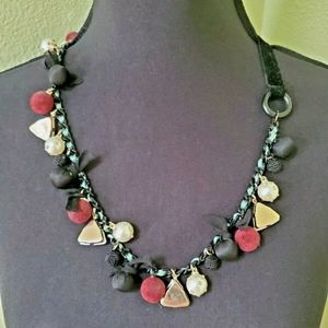 Zara necklace with baubles and bowtie felt closure